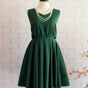 Forest green bridesmaid dress Backless party dress bow back cocktail dress prom